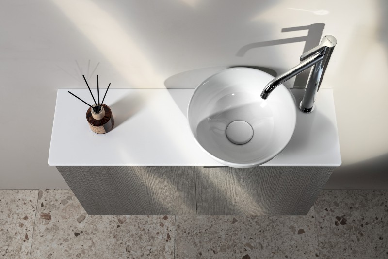 MINOR umývátko na desku, litý mramor, Ø 26cm, bílá MR260