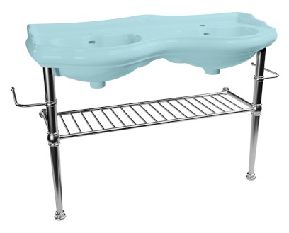 RETRO konstrukce pro dvojumyvadlo 120cm s policí, chrom 730190