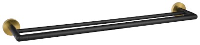 LARISSA dvojitý držák ručníků 600mm, černá/zlato mat WS011BG