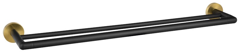 LARISSA dvojitý držák ručníků 600mm, černá/zlato mat WS011BG