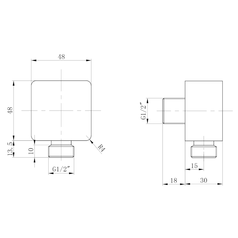 Vývod sprchy, 48x48mm, černá mat SC331B