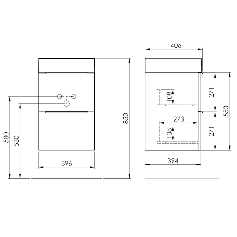 EMONA umyvadlová skříňka 39,4x55x39cm, bílá lesk EM040-3030
