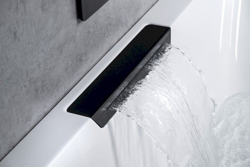 CASCATA hydromasážní vana, 185x85x45cm, kaskáda černá, Attraction Hydro-Air, černá 73836.102.4030