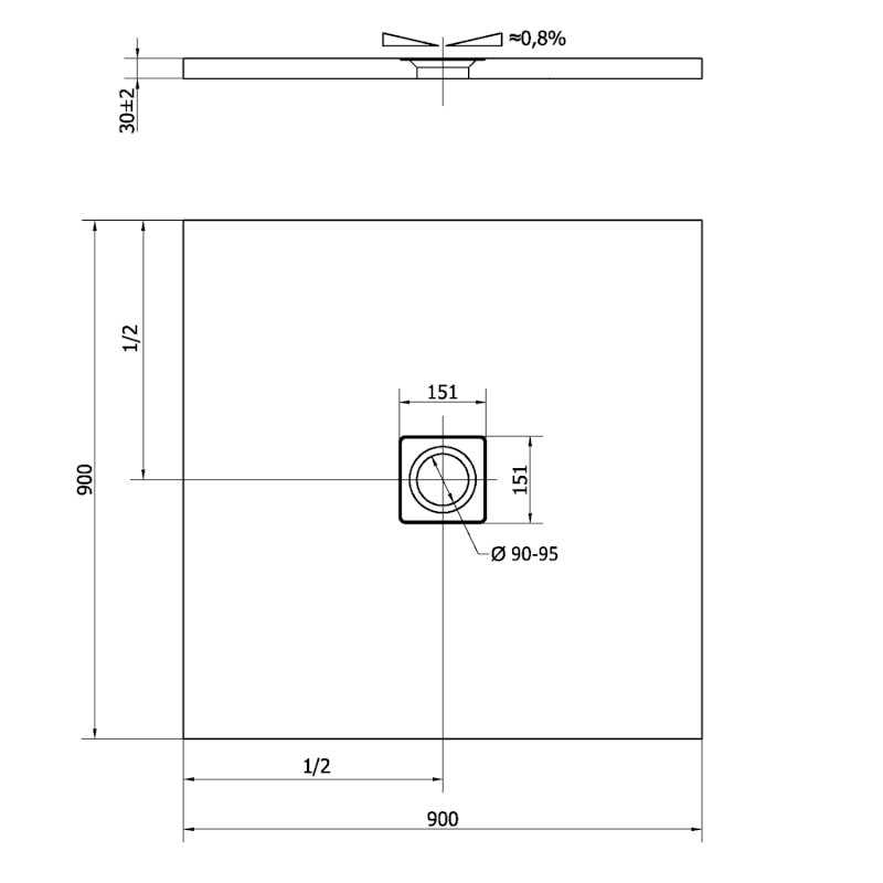 FLEXIA vanička z litého mramoru s možností úpravy rozměru, 90x90cm, béžová mat 71546.81