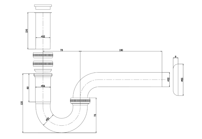 Umyvadlový sifon 5/4