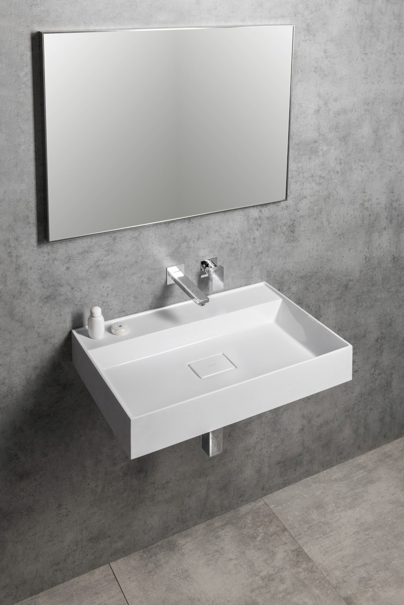 GODIVA umyvadlo, litý mramor, 68x44cm, bez otvoru, bílá GU068-0