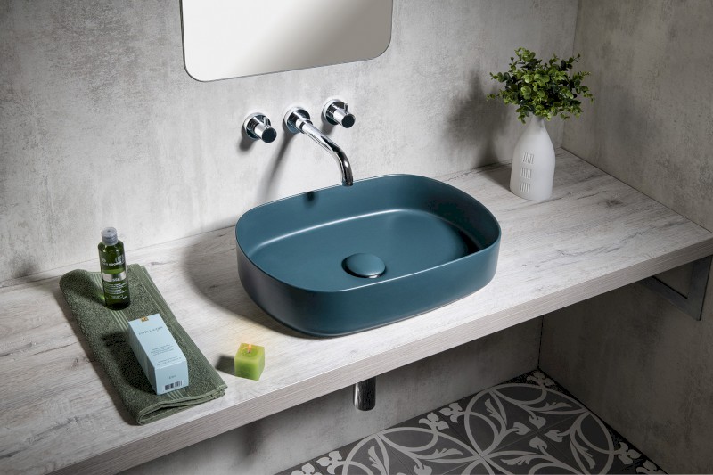INFINITY OVAL keramické umyvadlo na desku, 55x36cm, zelená petrol 10NF65055-2P