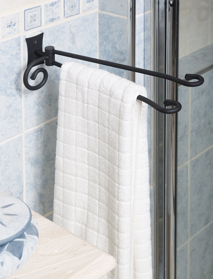 REBECCA dvojitý držák ručníků otočný 300mm, černá CC021