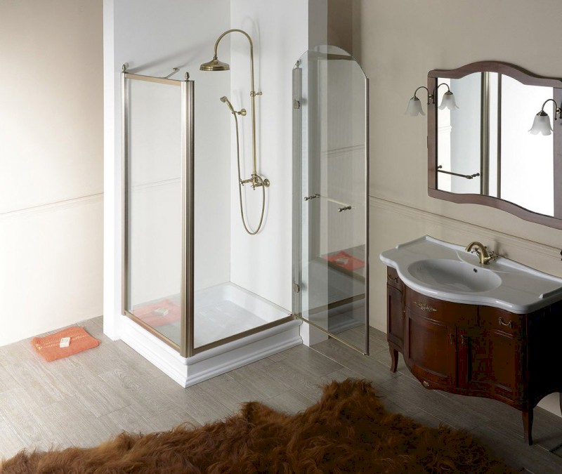 ANTIQUE sprchové dveře otočné, 800mm, pravé, ČIRÉ sklo, bronz GQ1380RC