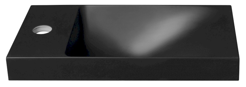 AGOS umývátko, litý mramor, 40x22cm, levé/pravé, černá mat AS400B