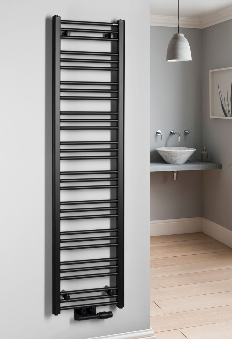 ALBRECHT otopné těleso 400x1570 mm, středové připojení, černá mat 600.113.6