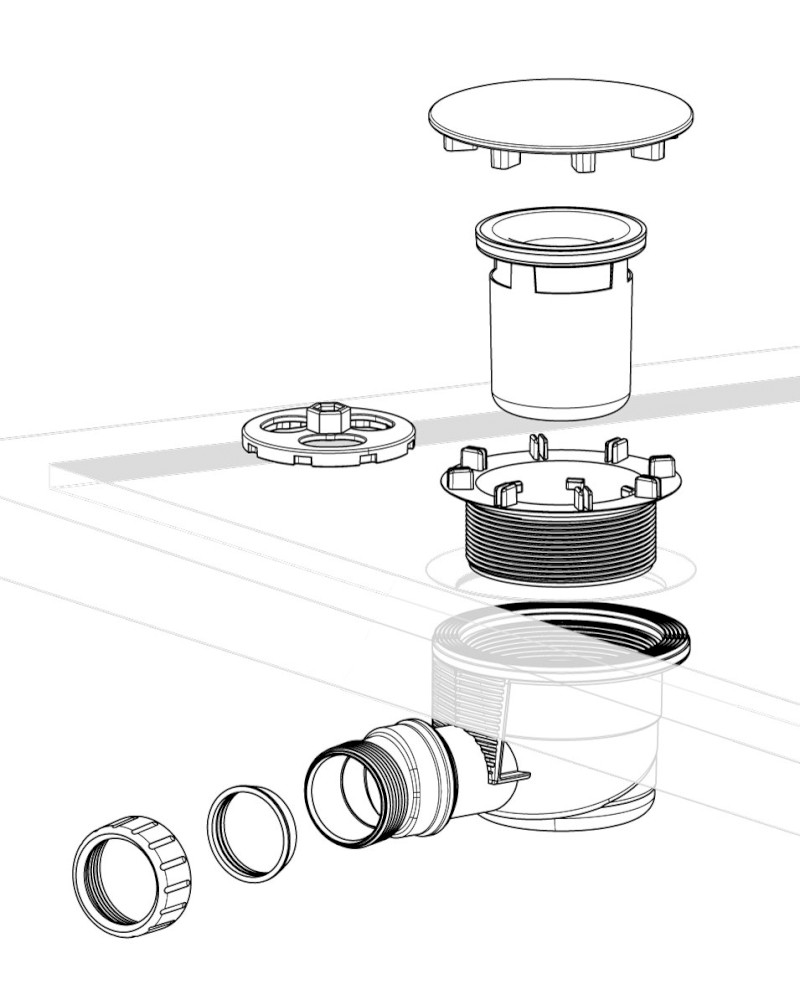 Vaničkový sifon, průměr 90mm, DN40, krytka nerez lesk 17911