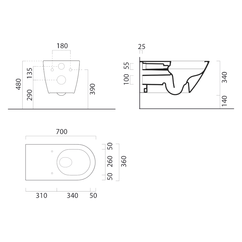 COMMUNITY závěsná WC mísa, Swirlflush, 36x70cm, černá dual-mat 761526