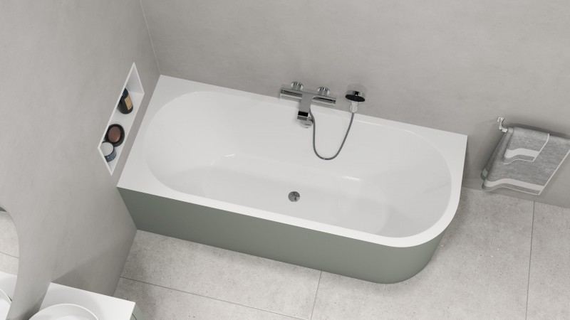 VIVA L MONOLITH asymetrická vana 170x75x60cm, bílá/verde 70119M.44