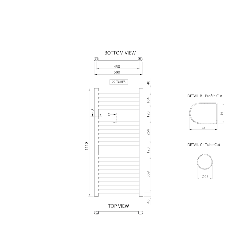 ALYA otopné těleso rovné 500x1110mm, chrom LLR102