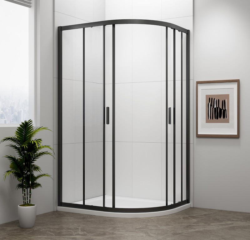 EASY BLACK čtvrtkruhová sprchová zástěna 1000x800mm, L/R, čiré sklo EL2915B