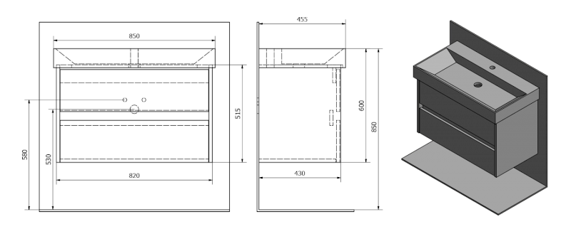 NIRONA umyvadlová skříňka 82x51,5x43 cm, bílá NR085-3030