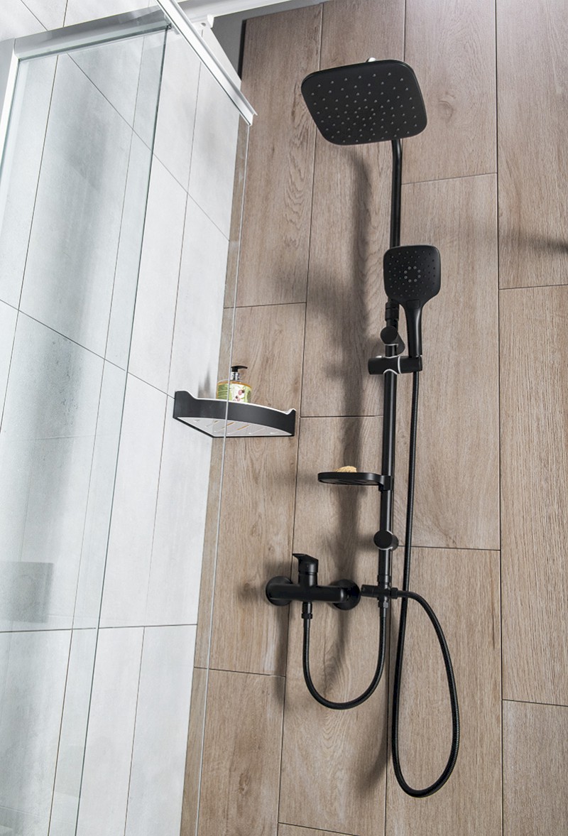 KERA sprchový sloup s napojením na baterii, černá mat SL435