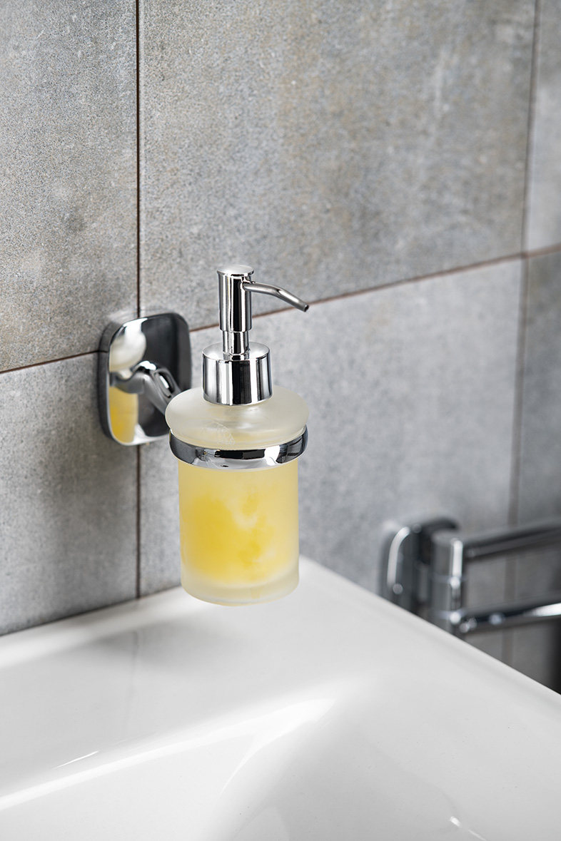 RUMBA dávkovač mýdla 160ml, mléčné sklo, chrom RB119