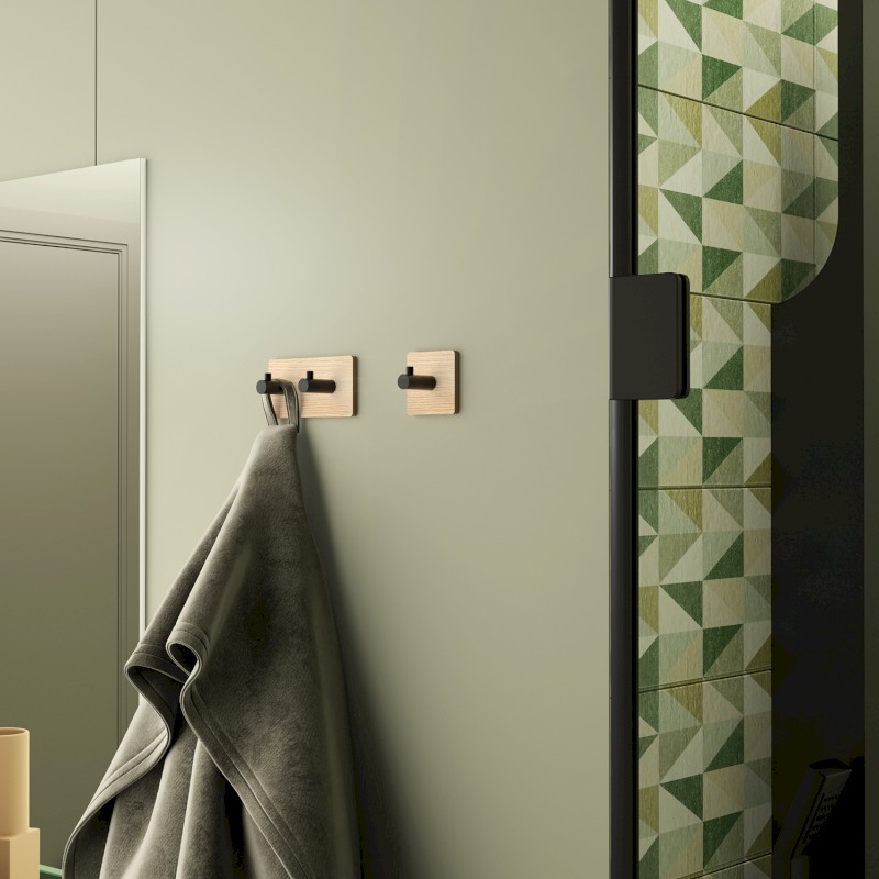 HIMALAYA samolepící háček, černá/bambus 1226