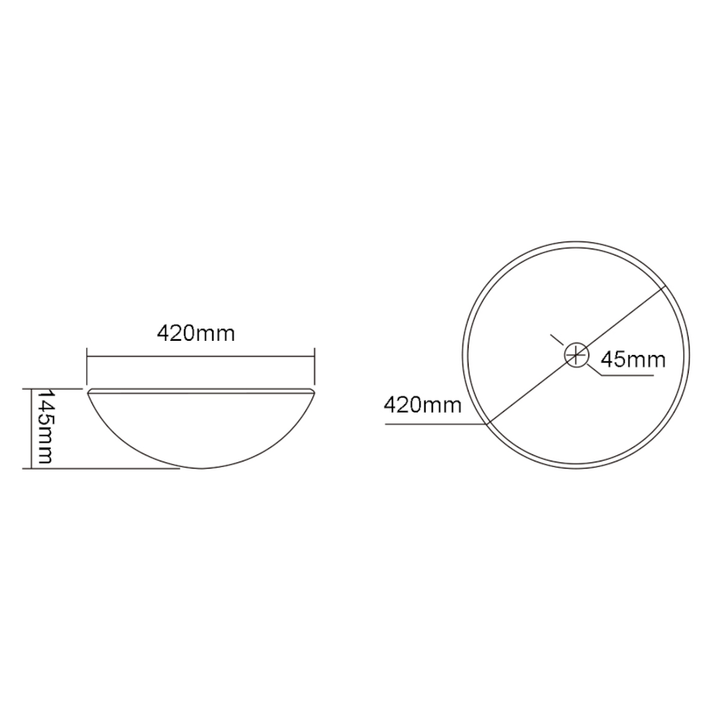 TELICA skleněné umyvadlo na desku Ø 42cm, bílá mat TY181W