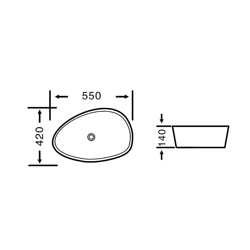 Keramické umyvadlo na desku, 55x42cm, bílá 55421