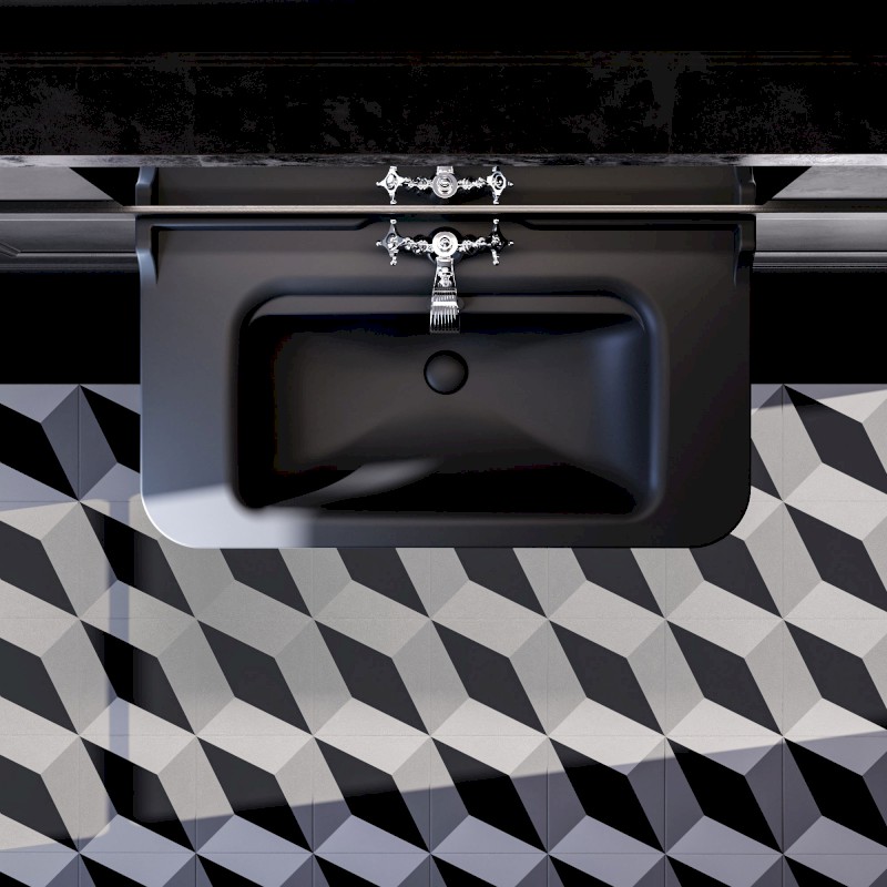 WALDORF keramické umyvadlo 120x55cm, černá mat 4144K7