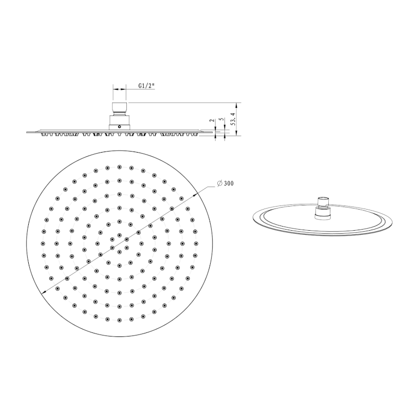 SLIM hlavová sprcha, průměr 300mm, černá mat MS573B