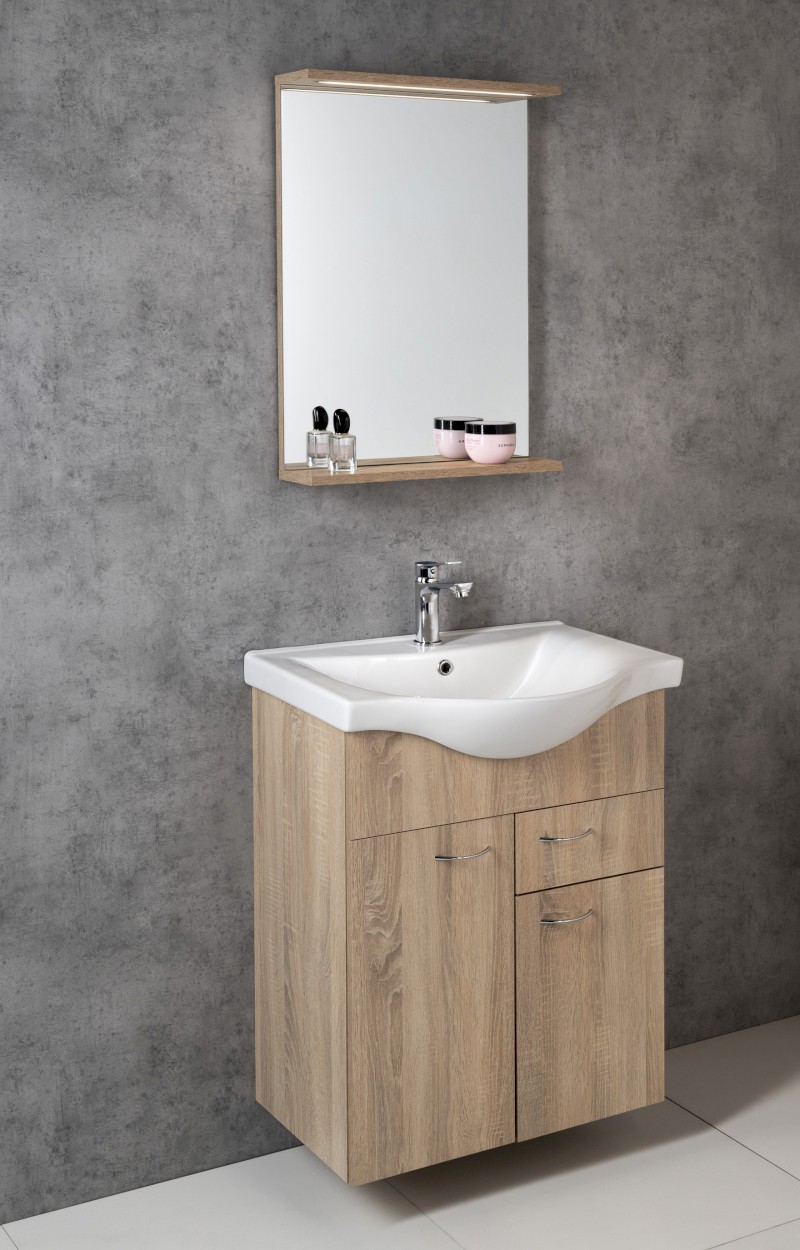 KERAMIA FRESH umyvadlová skříňka, 1 zásuvka, 60,6x74x34cm, dub platin 50066