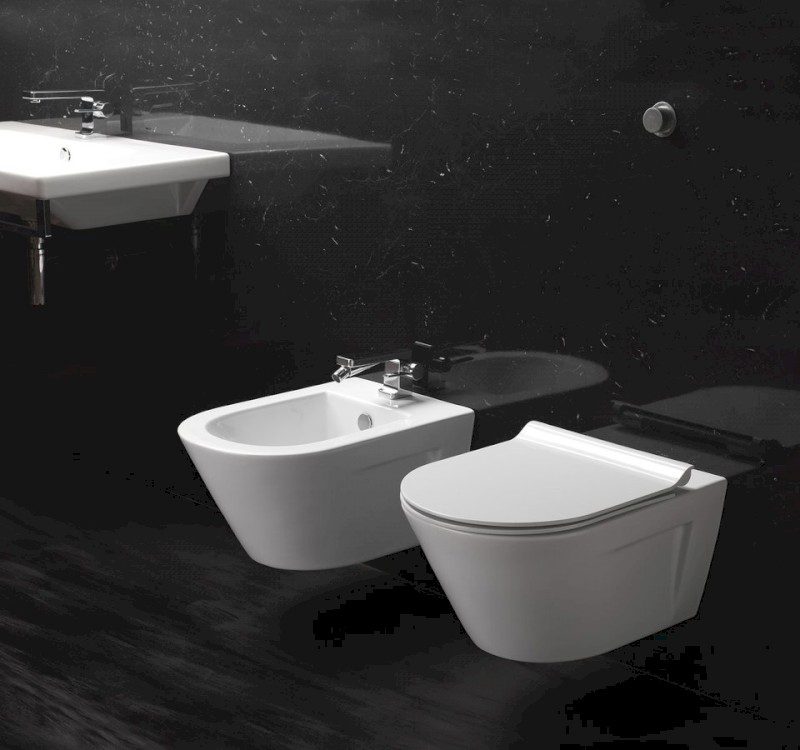 NORM závěsná WC mísa, GeniusFlush, 36x55cm, bílá ExtraGlaze 862111