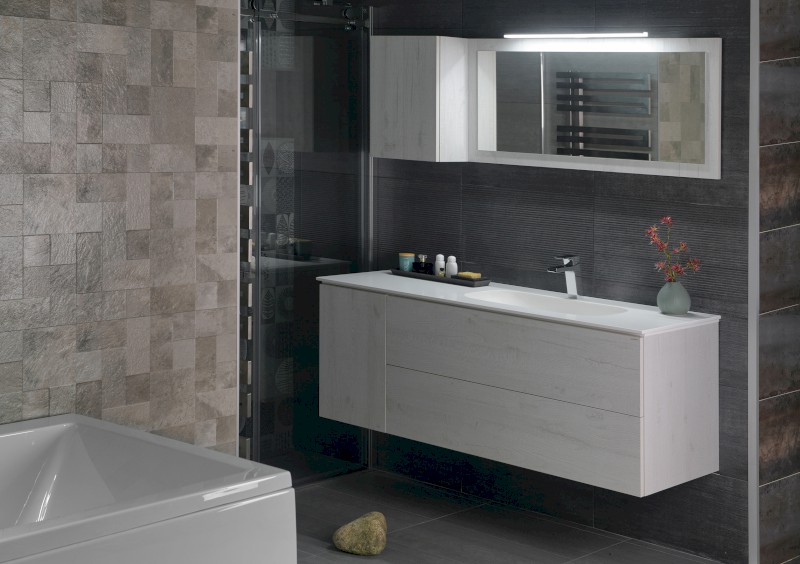 TREOS skříňka horní dvířková 35x50x22cm, pravá/levá, dub Polar TS040-1010