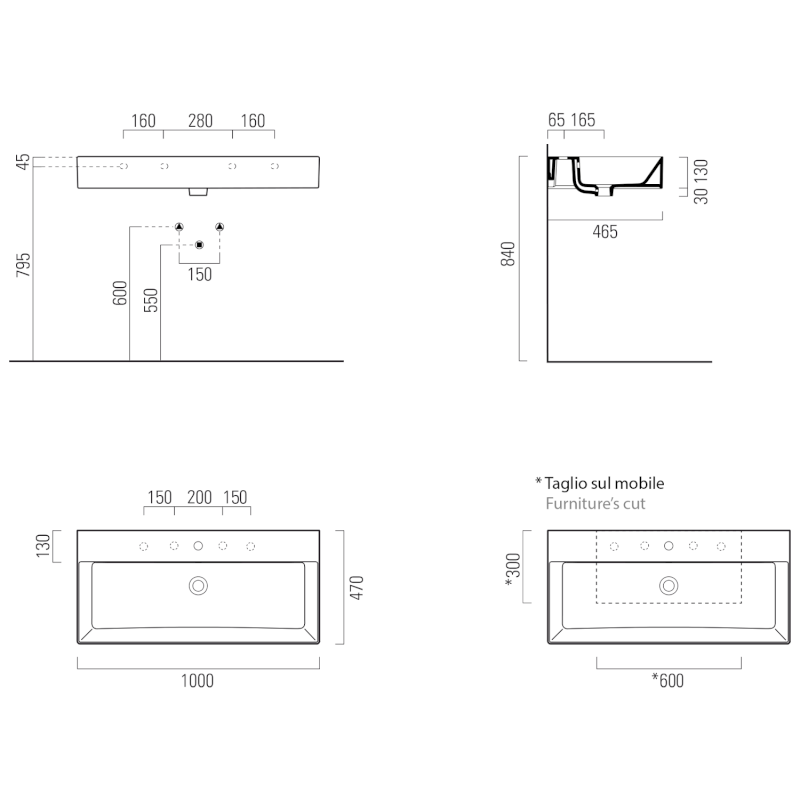 KUBE X keramické umyvadlo 100x47cm, bílá ExtraGlaze 9423111