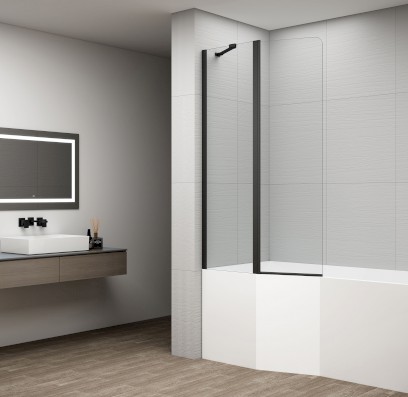 ROTA BLACK vanová zástěna otočná s pevnou stěnou 900mm, čiré sklo FB920