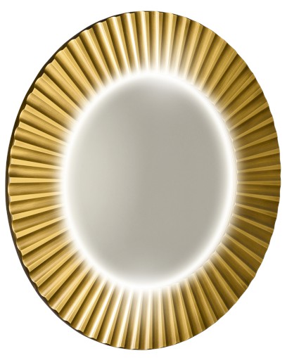 PRIDE STRIP kulaté zrcadlo s LED osvětlením v rámu ø 90cm, zlato PD950