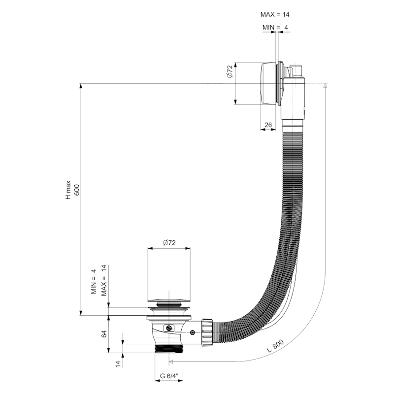 MARBLE vanová souprava, bovden, délka 800mm, zlato 11042.90