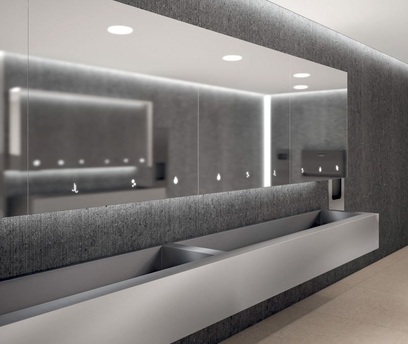 ESSENTIA zrcadlová skříňka 100cm s automatickým dávkovačem mýdla a zásobníkem na papírové ručníky MUM000126