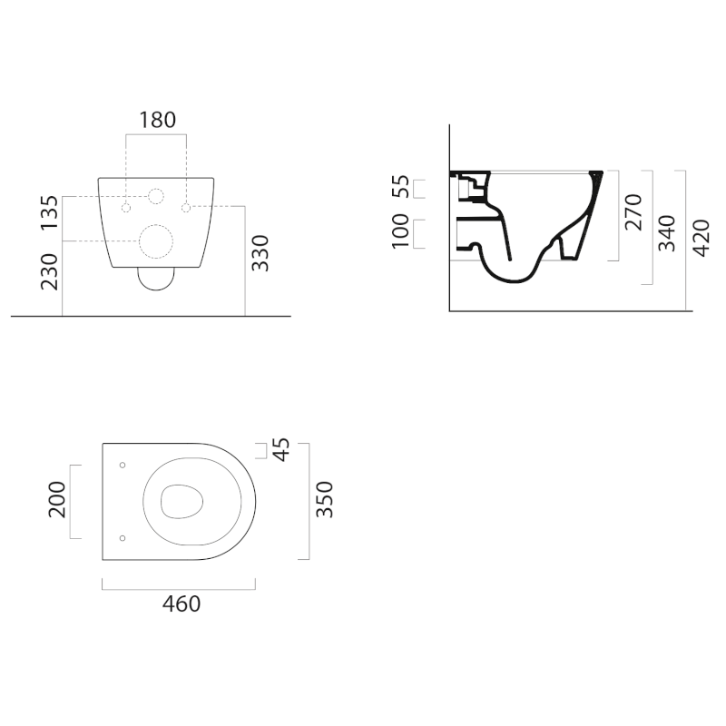 PURA SHORT závěsná WC mísa, Swirlflush, 35x46cm, černá dual-mat 880226