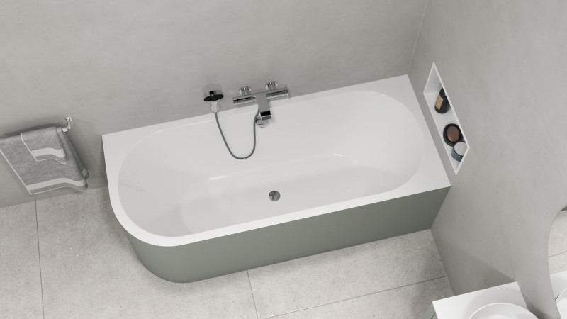 VIVA R MONOLITH asymetrická vana 180x75x60cm, bílá/verde 72129M.44