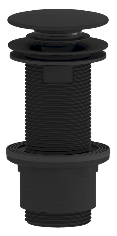 Umyvadlová výpust 5/4“, click-clack, velká zátka, 10-80mm, ABS/černá mat CV1132B