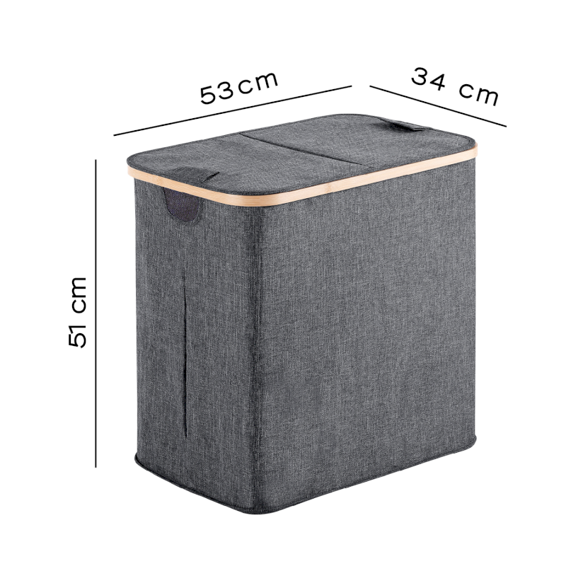 YOSHI koš na prádlo 53x51x34cm, bambus, šedá 133808