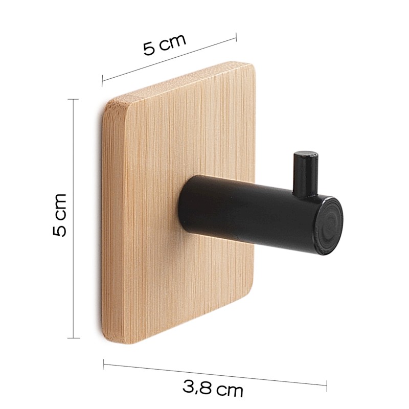 HIMALAYA samolepící háček, černá/bambus 1226