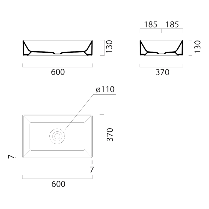 KUBE X keramické umyvadlo na desku, 60x37cm, blush mat 945324
