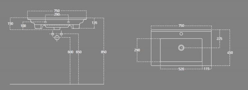 ZUNO 75 keramické umyvadlo nábytkové 75x45cm, bílá 9075