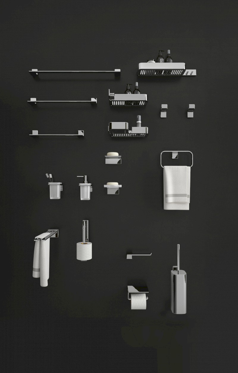 IL GIGLIO rohová police do sprchy, 255x42x255mm, chrom A98313