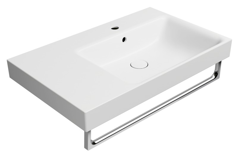 NUBES keramické umyvadlo 80x50cm, s odkládací plochou vlevo, bílá mat 9630109