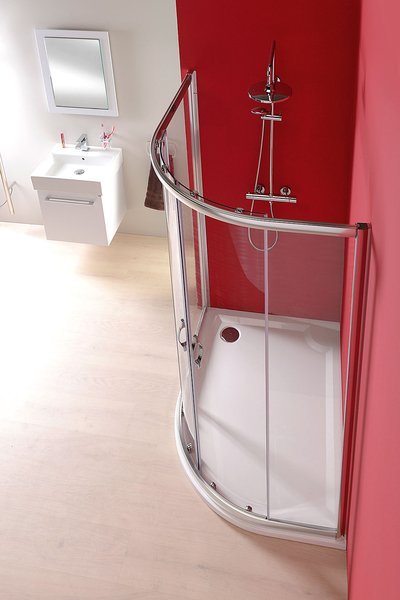 RIVA sprchová vanička z litého mramoru, čtvrtkruh 100x80cm, levá, bílá GR10080L