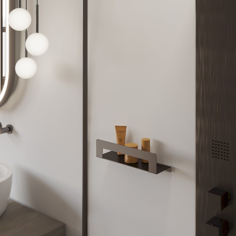 CLEO polička s držákem ručníků 500mm, gun metal 2019815