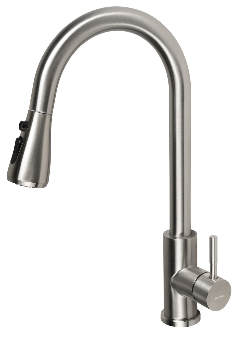 MIKELA stojánková dřezová baterie s výsuvnou sprškou, nikl 1106-30NK