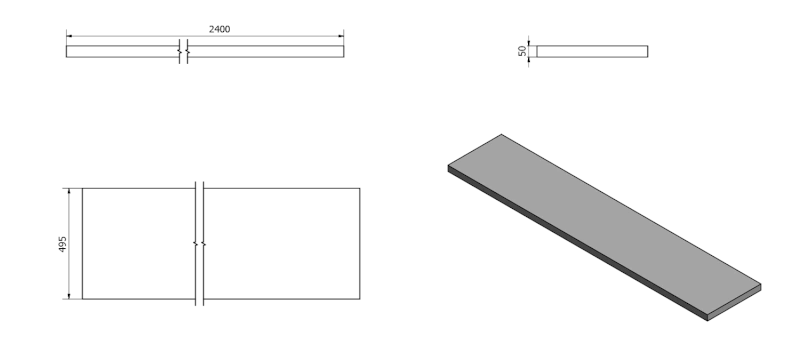 AVICE deska pod umyvadlo 240x50cm, tl.5cm, dub tmavý AV2411