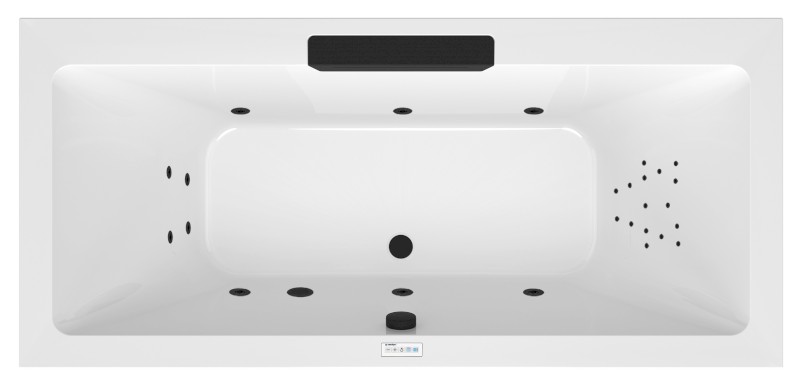 CASCATA hydromasážní vana, 185x85x45cm, kaskáda černá, Highline Hydro, černá 73836.102.5030